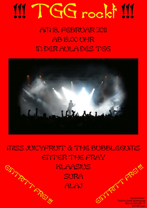 Plakat zum TGG-Rockkonzert am 18.02.22011
