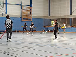Foto der Sportprofilklasse 8ds bei der Schulsportassistenz-Ausbildung in Hesel (Mai 2023)