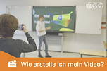 Die Grafik ist das Thumbnail zum Video; sie zeigt, wie ein Schüler eine Präsentation filmt.