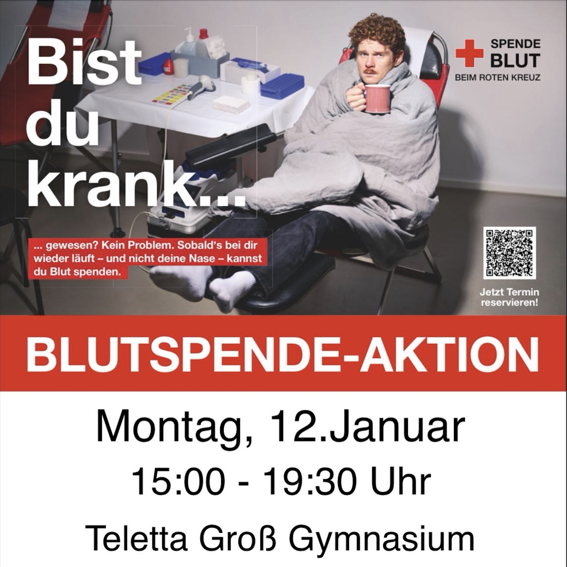 Blutspenden am Montag, 12.01.2026 – DRK & Jahrgang 13